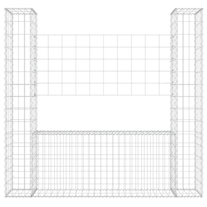 Cesta De Gaviones Forma De U 2 Postes De Hierro 140x20x150 Cm / Vetonek_5
