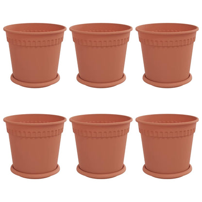 Macetas 6 Uds. Rojo Ladrillo Plástico_0