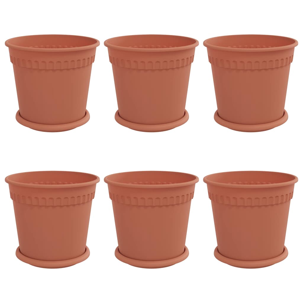 Macetas 6 Pcs Rojo Ladrillo Ø 19 X 16 Cm Plástico_0