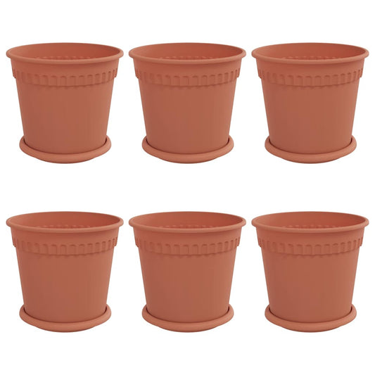 Macetas 6 Pcs Rojo Ladrillo Ø 19 X 16 Cm Plástico_0