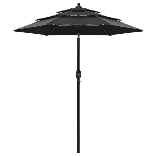 Vidaxl Sombrilla De Jardín De 3 Niveles Con Palo De Aluminio Negro 2 M_0