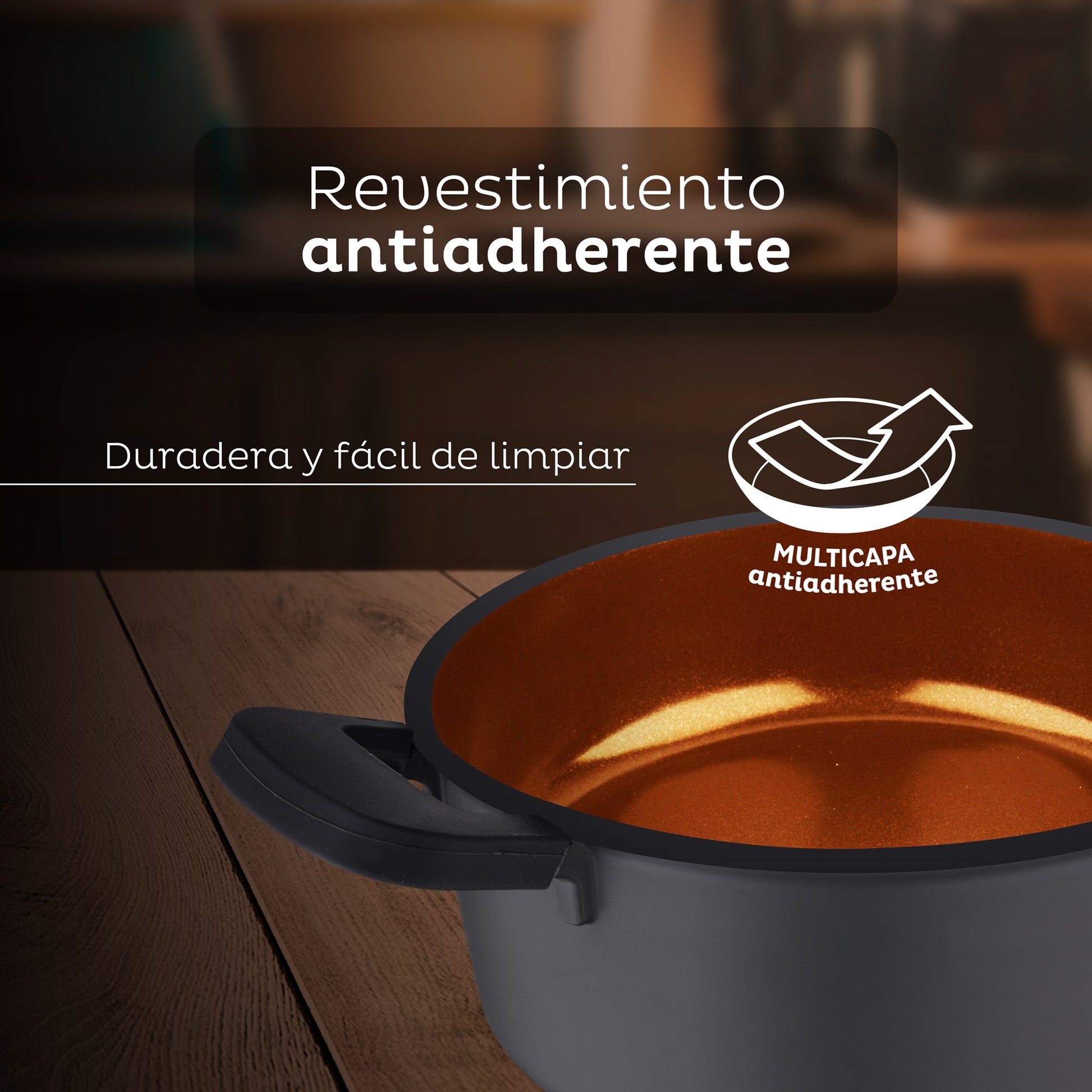 Cacerola Antiadherente 24cm 4,5l Bronze San Ignacio_3