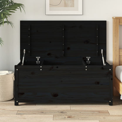 Caja De Almacenaje Madera Maciza De Pino Negro 110x50x45,5 Cm_0