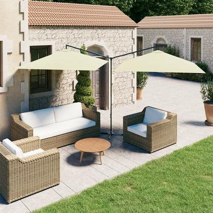 Vidaxl Sombrilla Doble De Jardín Con Palo De Acero Arena 600x300 Cm_1