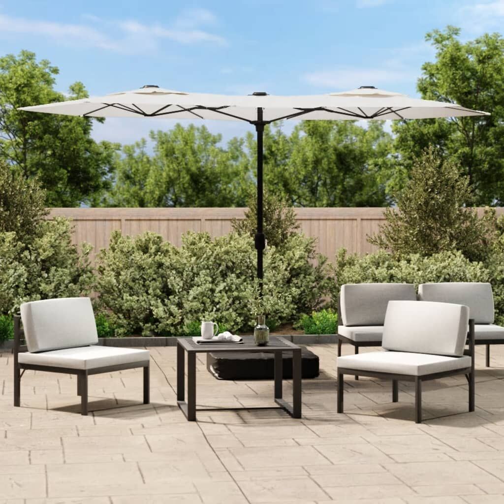 Vidaxl Sombrilla Doble De Jardín Blanco Arena 316x145 Cm_1