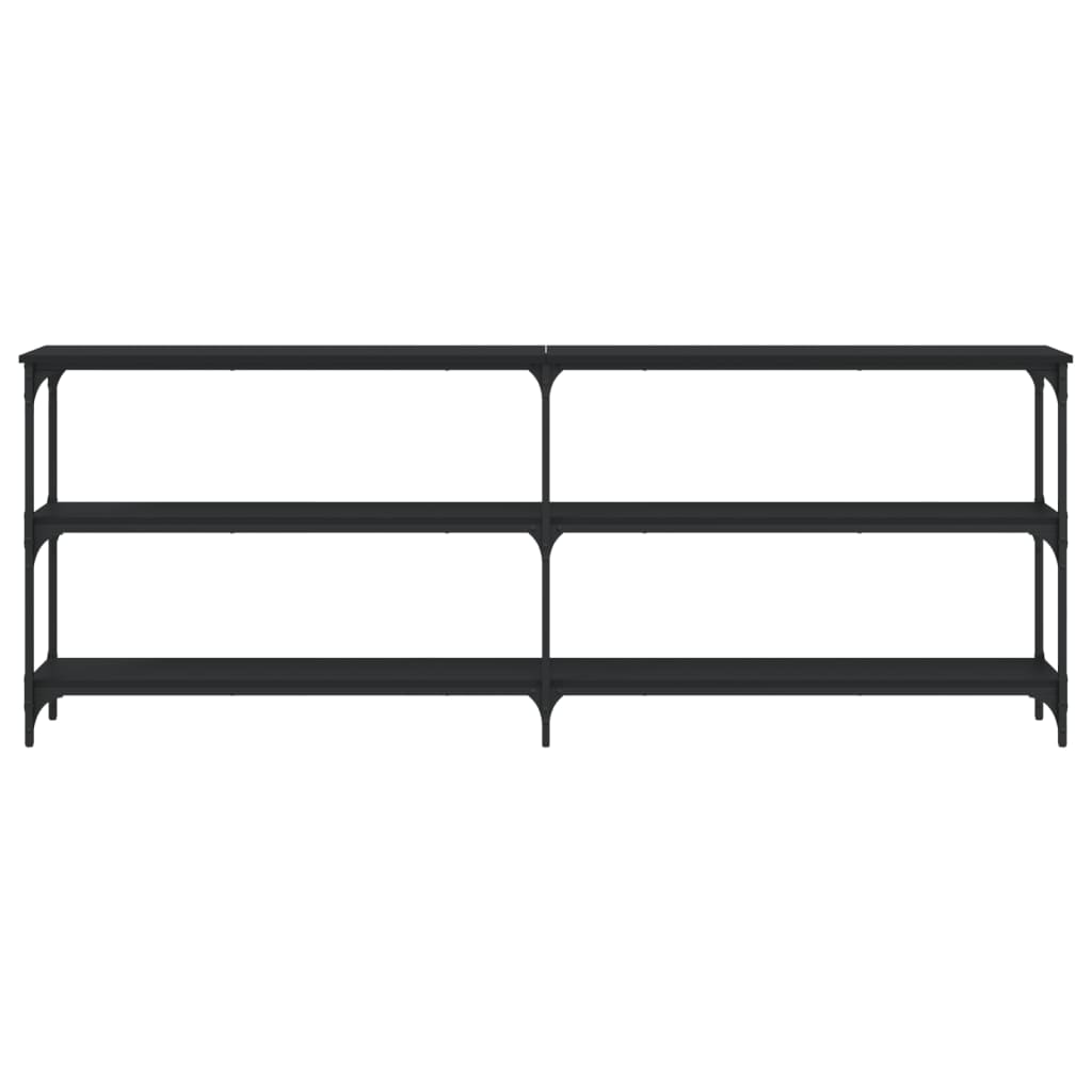 Mesa Consola Madera De Ingeniería Negra 200x29x75 Cm_2