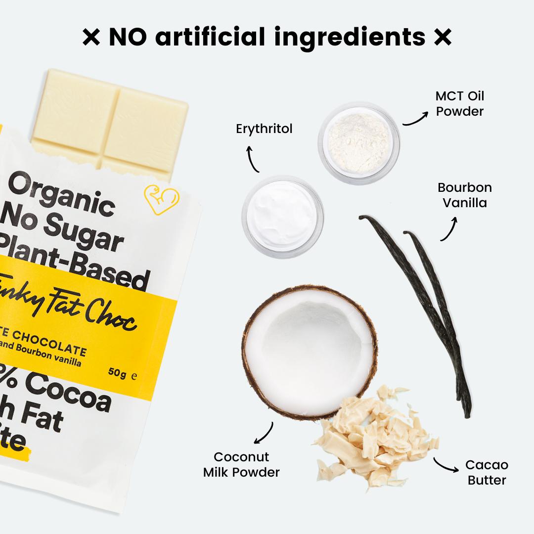 Chocolate keto ecológico y vegano 48% blanco 50 g