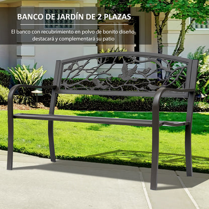 Outsunny Banco De Jardín Con Respaldo Con Imagen De Animales 127x60x85 Cm Marrón_3