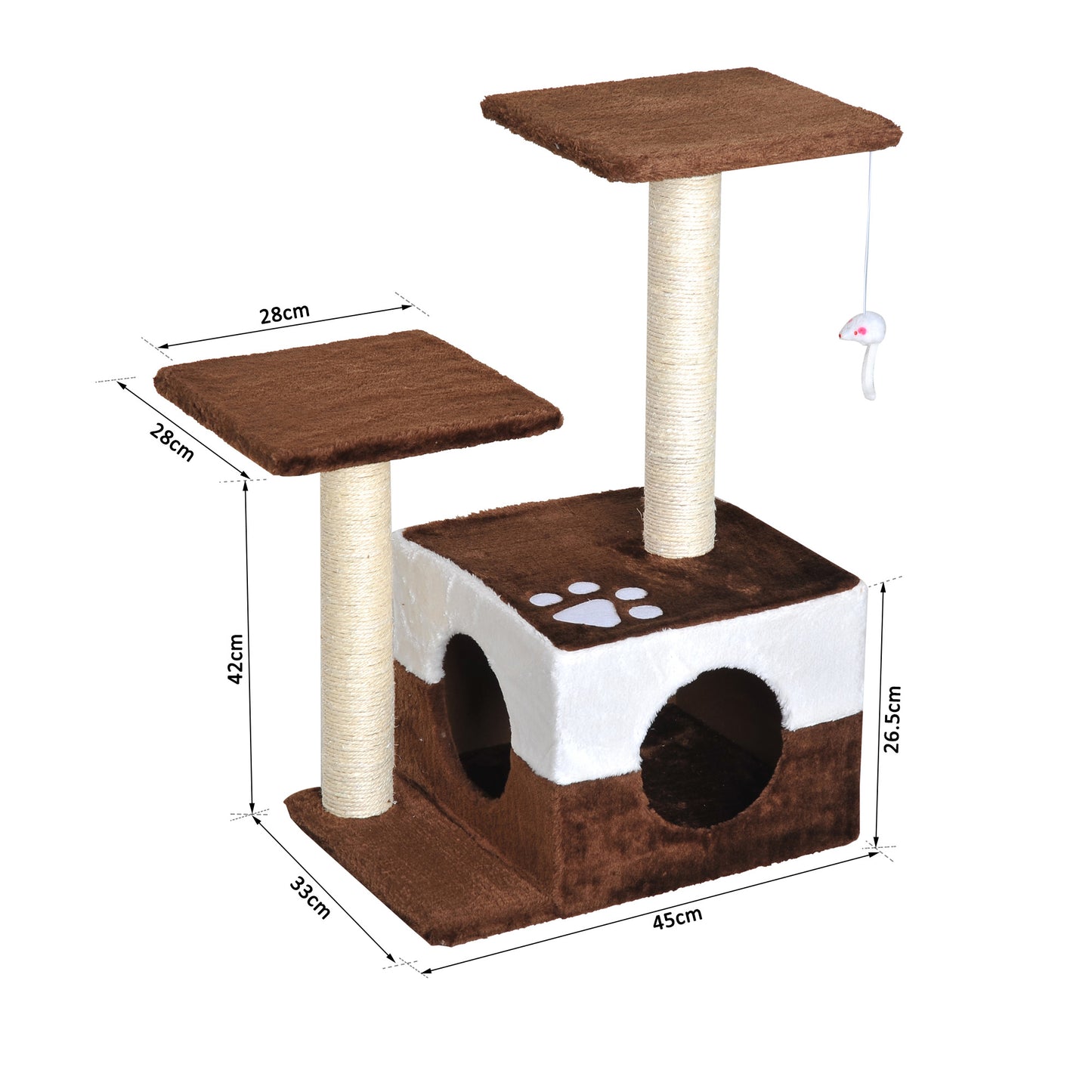 Pawhut Rascador Para Gatos 70cm Árbol Rascador Grande Centro Actividad Sisal_2
