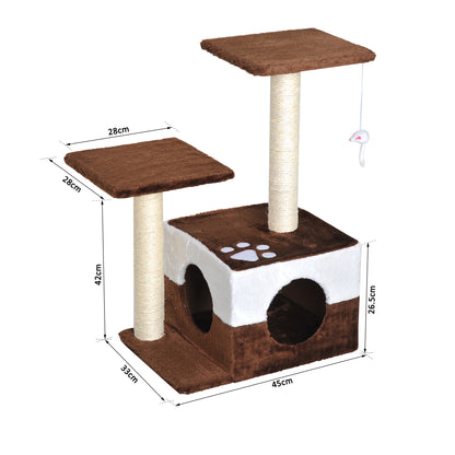 Pawhut Rascador Para Gatos 70cm Árbol Rascador Grande Centro Actividad Sisal_2