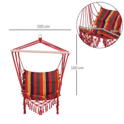 Outsunny Silla Colgante Algodón Poliéster 100 Kg Interior Exterior 100x60x100 Cm_2
