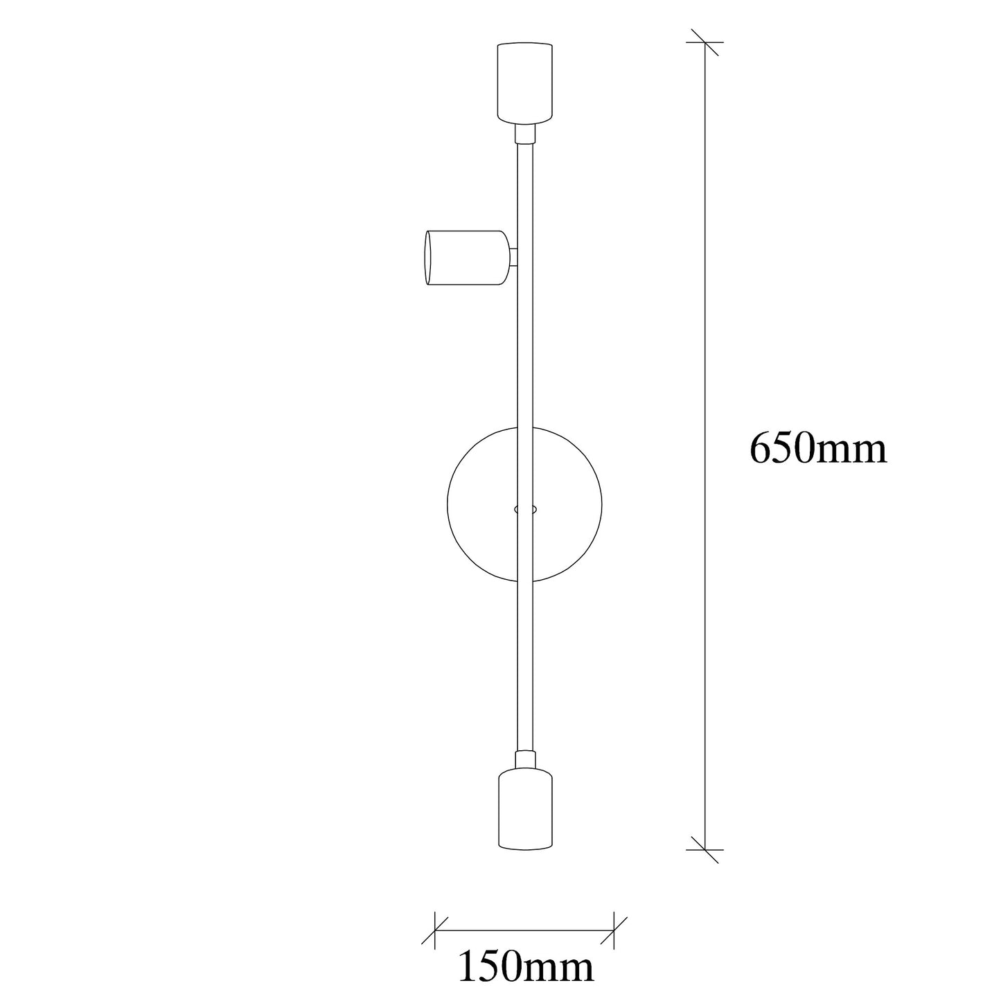 Aplique De Pared Extensión Izquierda, Metal , Blanco, 15x15x65, Casquillo 3 X E 27 Max 40 W_1