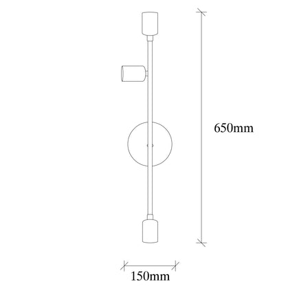Aplique De Pared Extensión Izquierda, Metal , Blanco, 15x15x65, Casquillo 3 X E 27 Max 40 W_1
