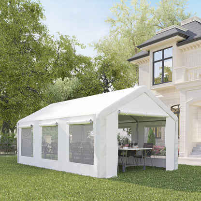 Outsunny Carpa Para Fiestas 6x3m Con 2 Paredes Extraíbles 6 Ventanas Cremalleras_1