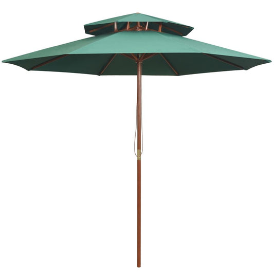 Vidaxl Sombrilla De Dos Pisos Con Palo De Madera Verde 270x270 Cm_0