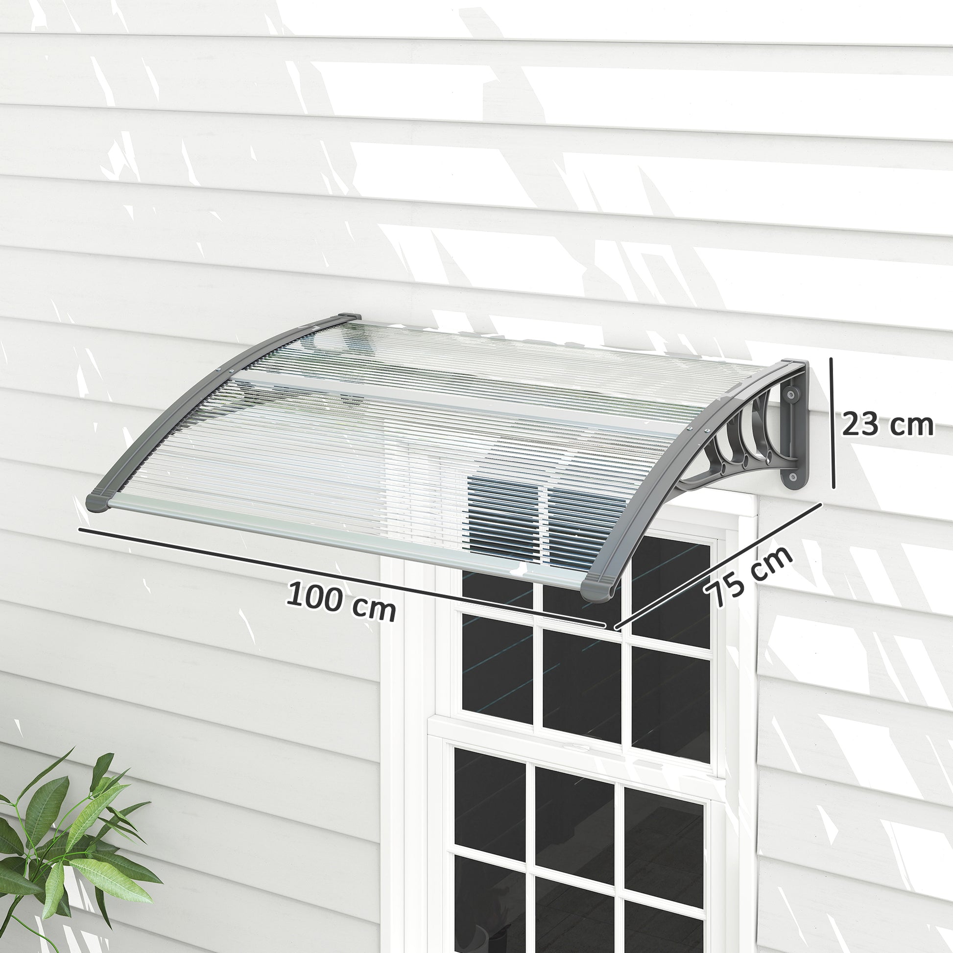 Outsunny Marquesinas Exterior Para Puertas Y Ventanas 100x75 Cm Transparente_2