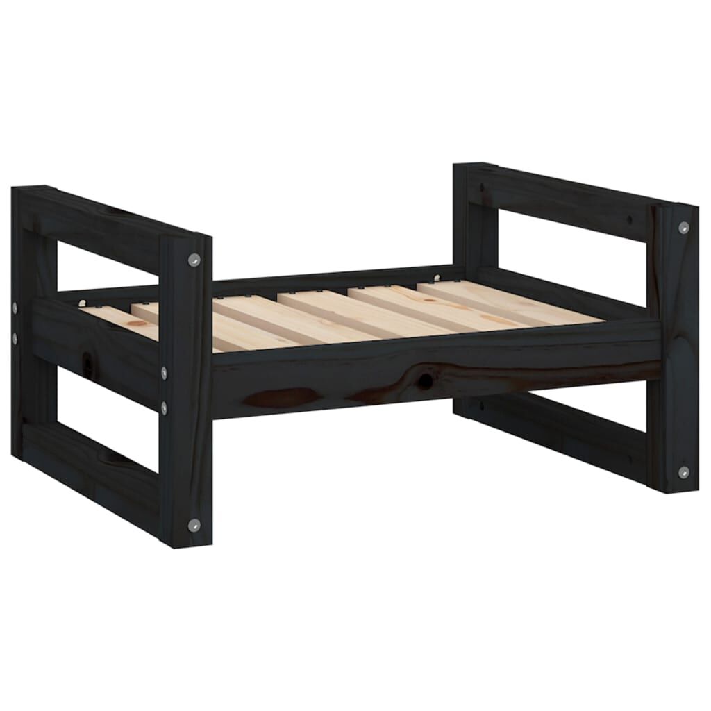 Vidaxl Cama Para Perros Madera Maciza De Pino Negro 55,5x45,5x28 Cm_0