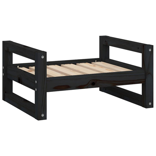 Vidaxl Cama Para Perros Madera Maciza De Pino Negro 55,5x45,5x28 Cm_0