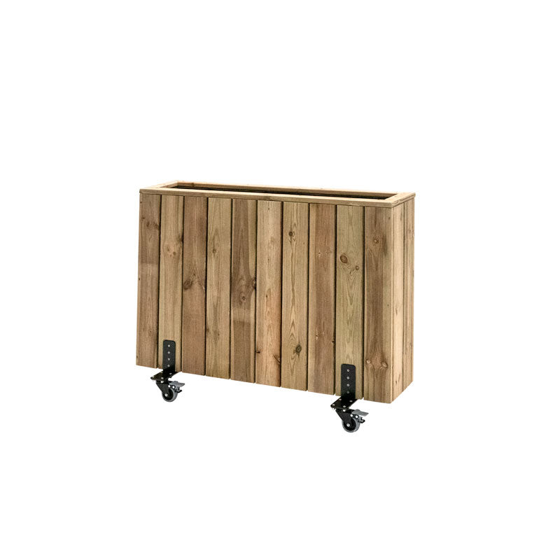 Jardinera Alta De Madera Con Ruedas 100x24x80 Cm Para Terrazas Hortalia_1