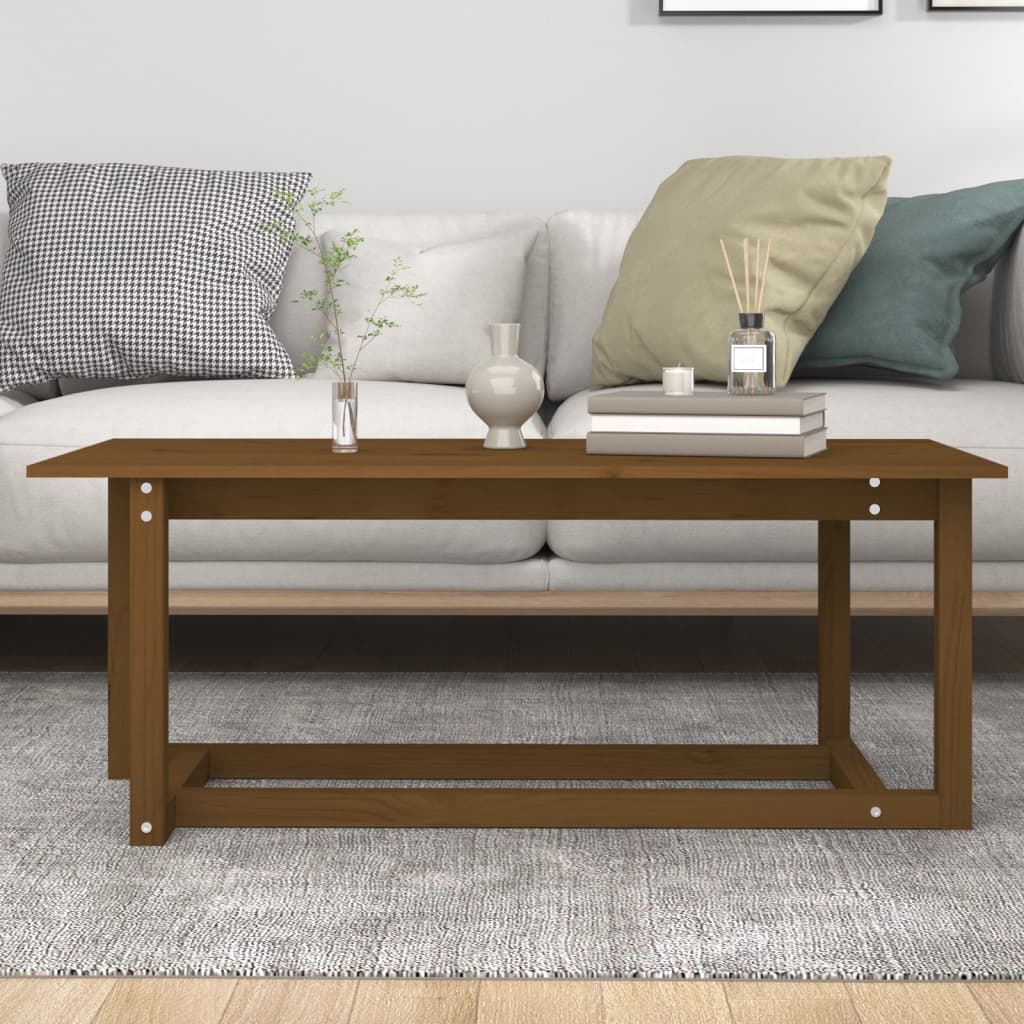 Mesa De Centro Madera Maciza De Pino Marrón Miel 110x55x45 Cm_3