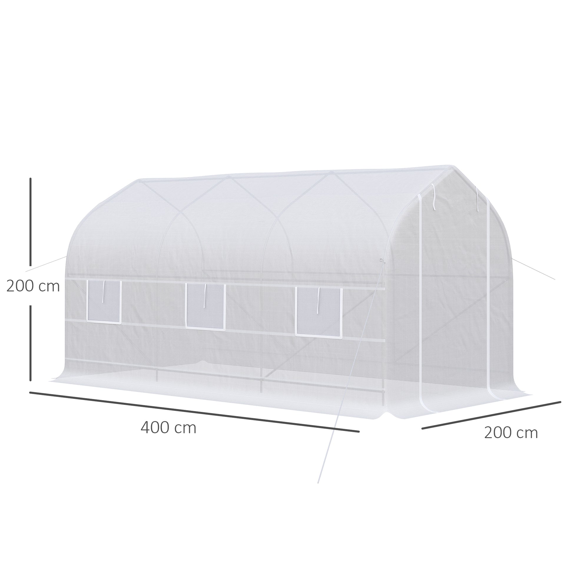 Homcom Invernadero De Túnel Jardín 4x2x2 M Con 6 Ventanas Y Puerta Blanco_2