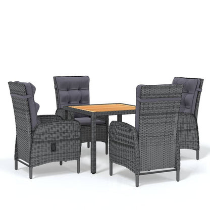 Vidaxl Juego De Comedor De Jardín 5 Piezas Ratán Sintético Gris_0
