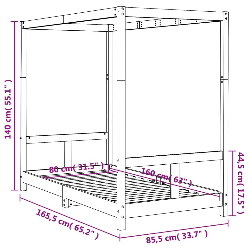 Vidaxl Estructura De Cama Para Niños Madera Maciza De Pino 80x160 Cm_2