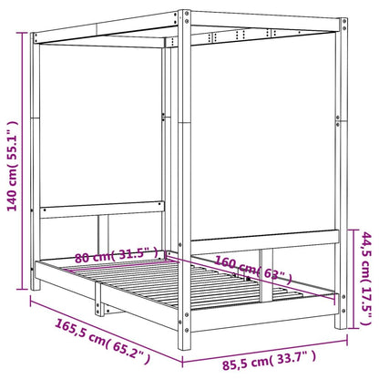 Vidaxl Estructura De Cama Para Niños Madera Maciza De Pino 80x160 Cm_2
