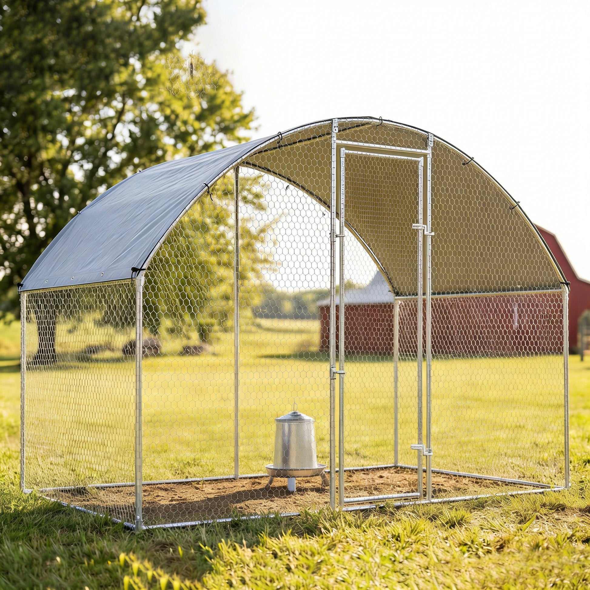 Pawhut Gallinero Para Exterior 2,8x1,7x1,9 M Para 5-8 Gallinas Plata_4