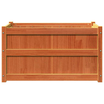 Jardinera Exterior Madera Maciza Pino Marrón Cera 90x50x50 Cm_4