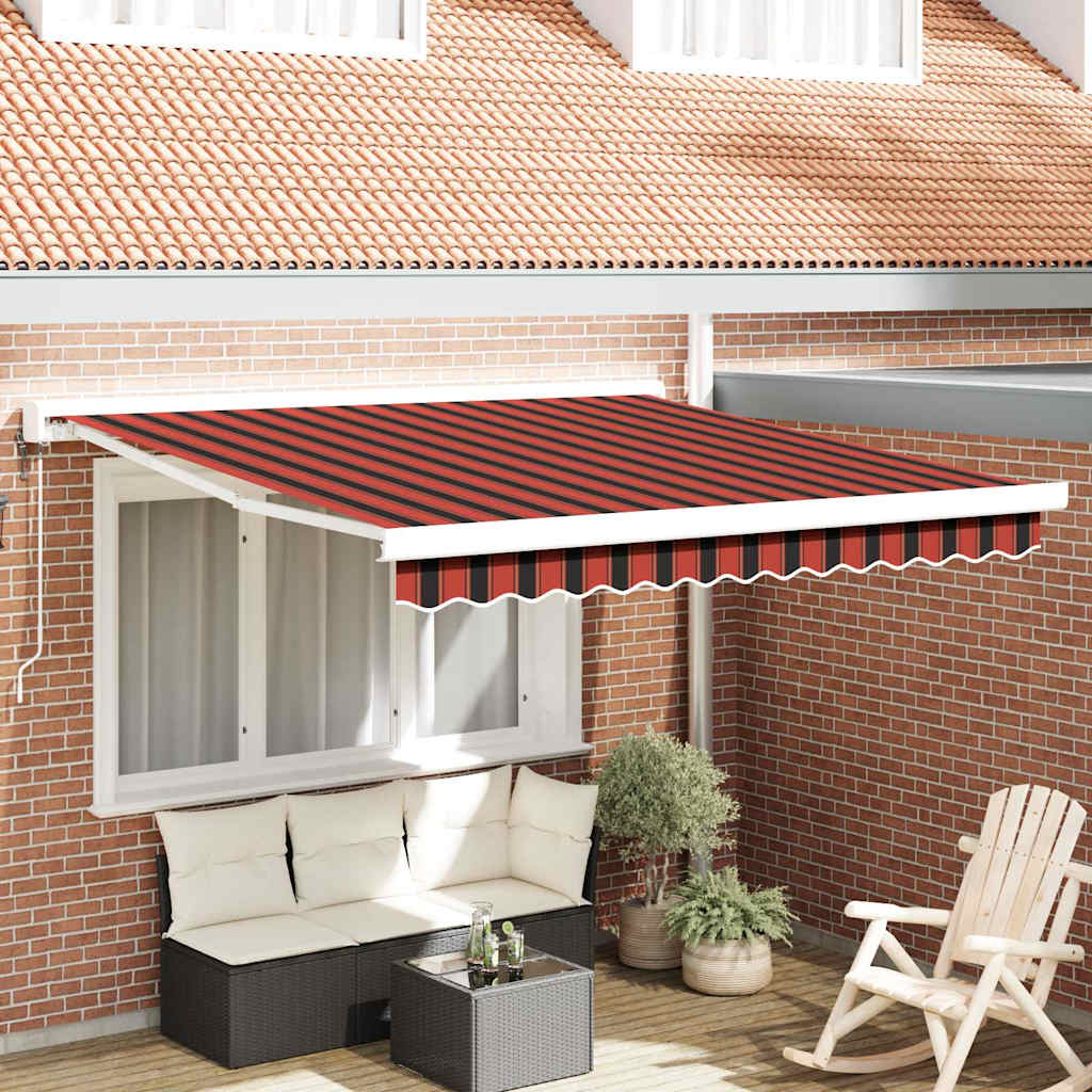 Toldo Retráctil Naranja Y Marrón 300 X 250 Cm Tela Y Metal_1