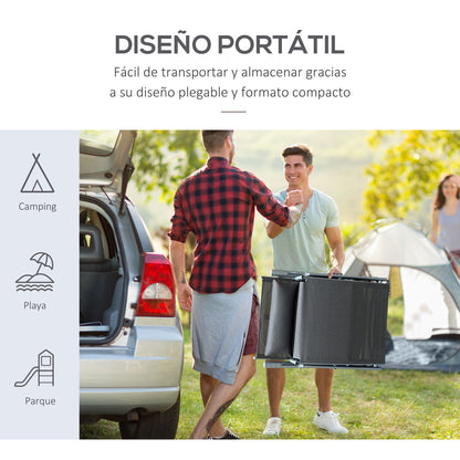 Outsunny Tumbona Plegable Con Respaldo Ajustable 137x63,5x100,5 Cm Gris_5
