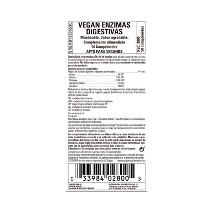 Vegan Enzimas Digestivas, 50 comprimidos masticables