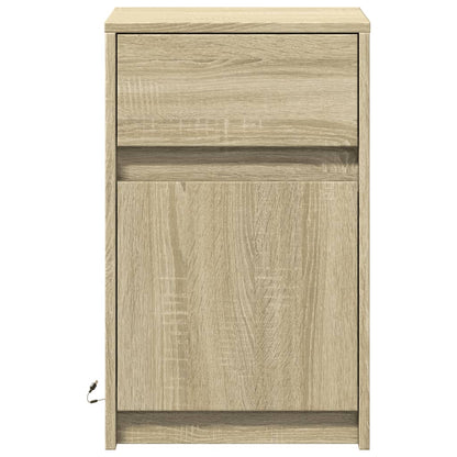 Mesitas De Noche Luces Led 2 Uds Madera Ingeniería Roble Sonoma_4