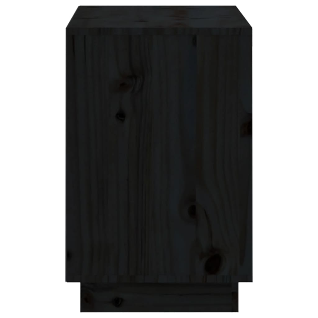 Mueble Zapatero De Madera Maciza De Pino Negro 110x34x52 Cm / Vetonek_4