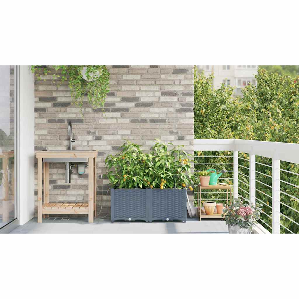Macetero De Jardín 2 Uds. Gris Claro 80 X 40 X 37,5 Cm Pp_3