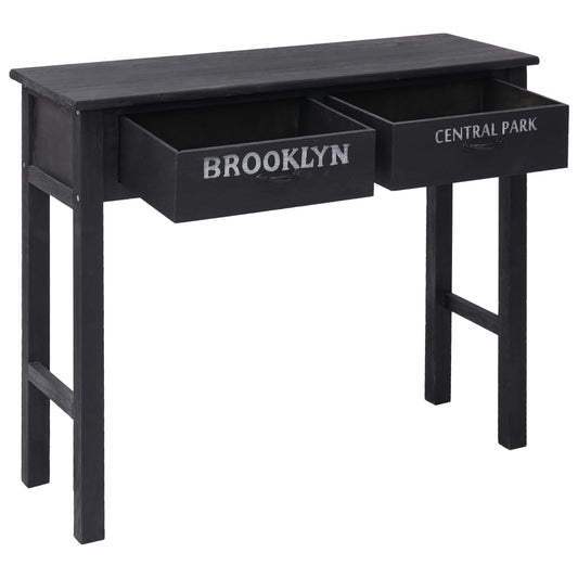 Mesa Consola De Madera Negro 90x30x77 Cm_0