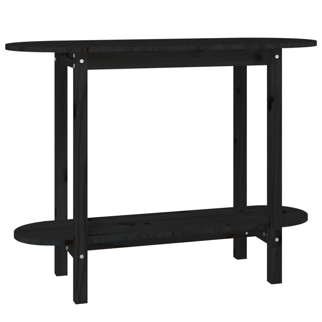 Mesa Consola Madera Maciza De Pino Negro 110x40x80 Cm_0