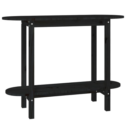 Mesa Consola Madera Maciza De Pino Negro 110x40x80 Cm_0