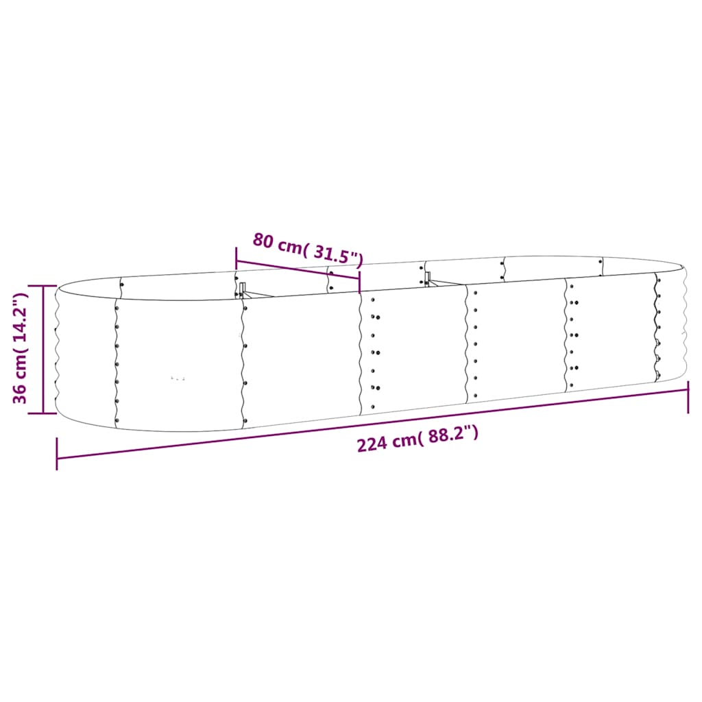 Jardinera Arriate Acero Galvanizado Antracita 224x80x36 Cm_5