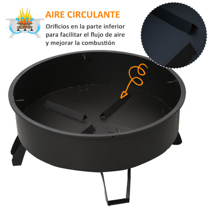 Outsunny Brasero Exterior Ø76x49,5 Cm 2 En 1 Con Parrilla Barbacoa Calefacción_5