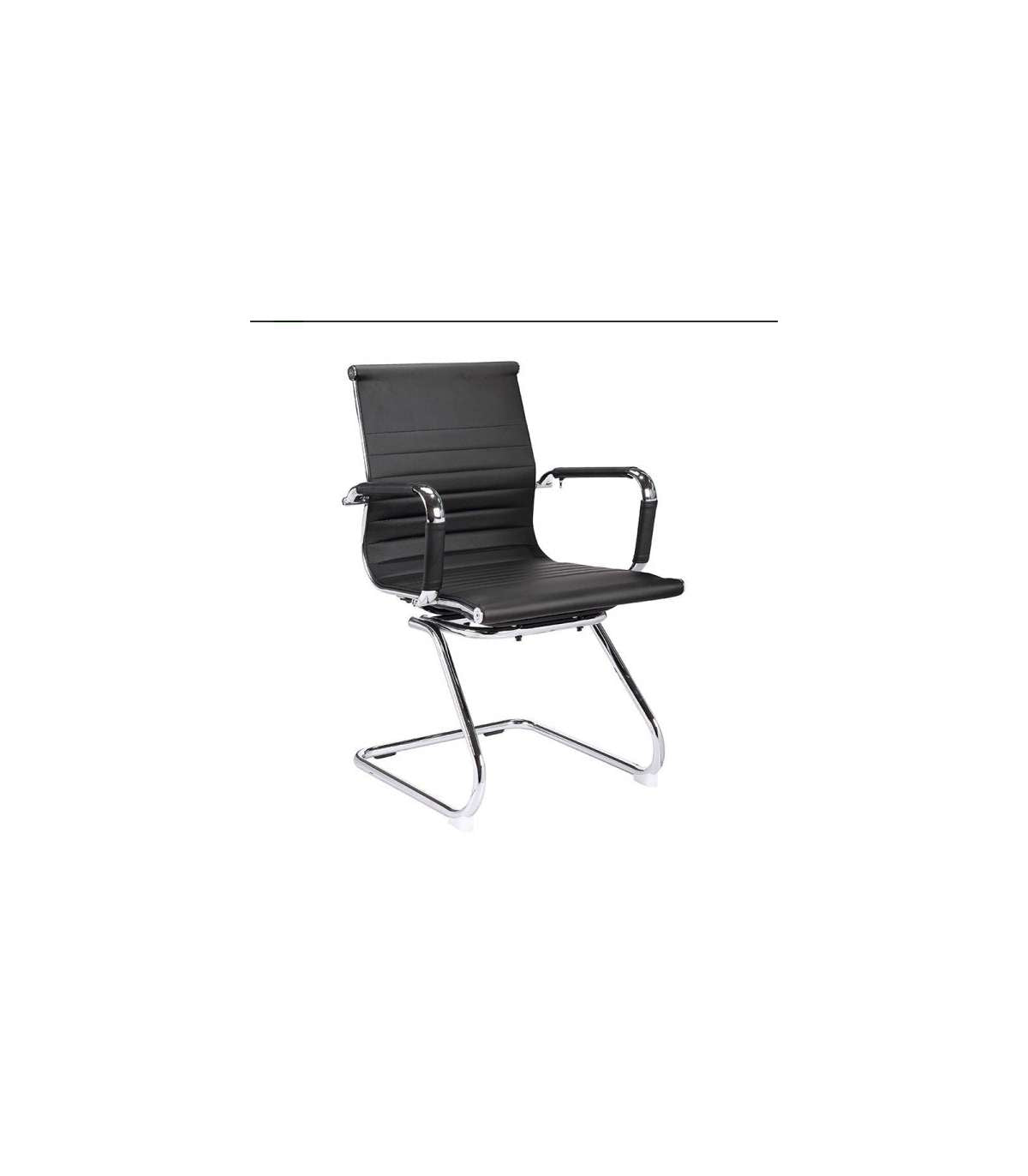 Pack De Dos Sillas Confidente Tapizado En Piel Sintetica Negro, 57 Cm(ancho) 90 Cm(altura)_0