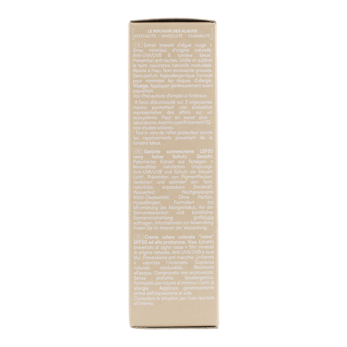 Crema facial color marfil spf 50 Biarritz