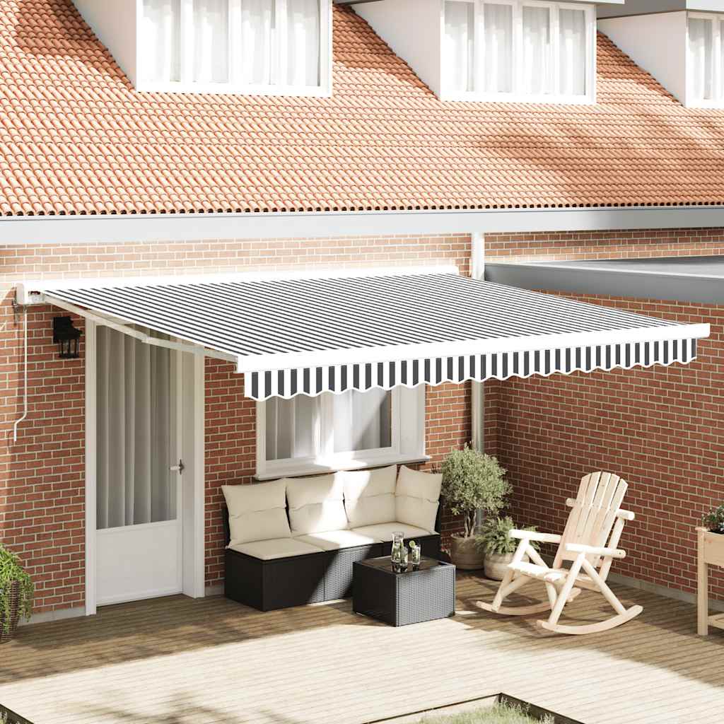 Toldo Retráctil Aluminio Y Tela Gris Antracita Y Blanco 4x3 M_1
