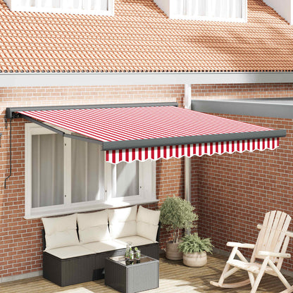 Toldo Retráctil Rojo Y Blanco 350 X 250 X 165 Cm Tela Y Metal_1