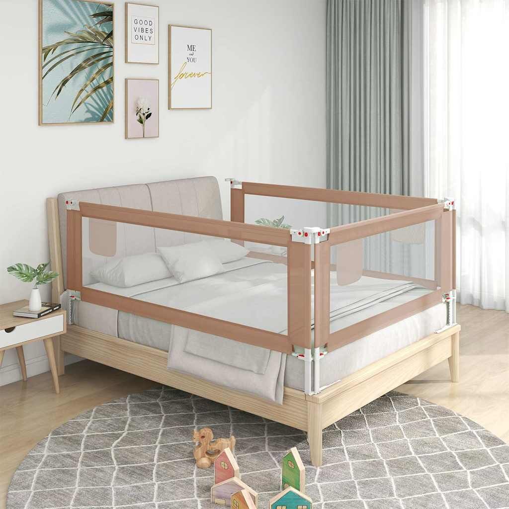 Vidaxl Barandilla De Seguridad Cama De Niño Gris Taupe Tela 120x25 Cm_1