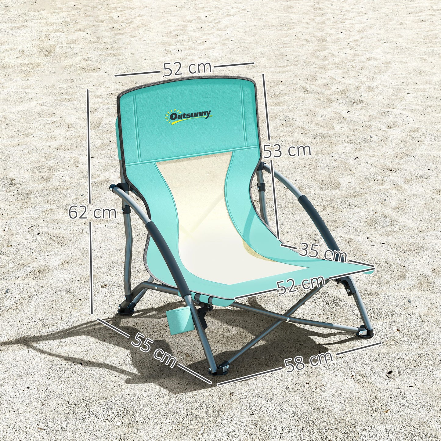 Outsunny Pack De 2 Sillas De Playa Plegables Ligeras Con Respaldo De Malla Azul_2