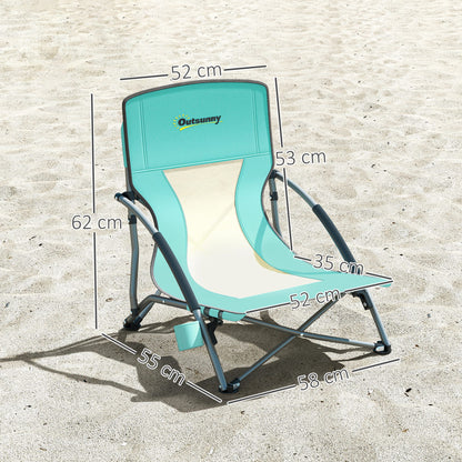 Outsunny Pack De 2 Sillas De Playa Plegables Ligeras Con Respaldo De Malla Azul_2