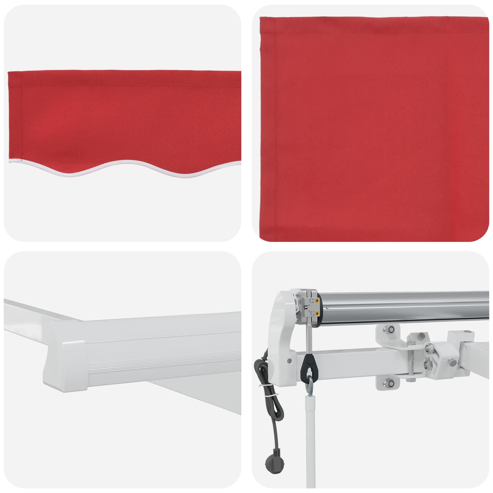 Toldo Retráctil Rojo 400 X 300 Cm Tela Y Aluminio_3