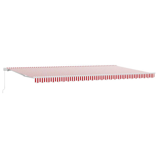 Toldo Retráctil Rojo Y Blanco 600 X 350 Cm Poliéster Y Aluminio_0